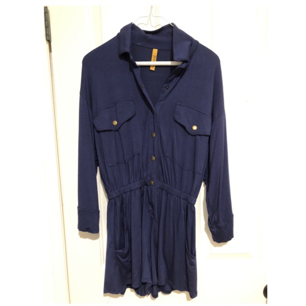 Navy long sleeve romper